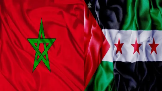 المغرب يتابع التطورات في سوريا ويأمل أن تتحقق آمال الشعب السوري في الاستقرار والتنمية 1 علم المغرب وسوريا