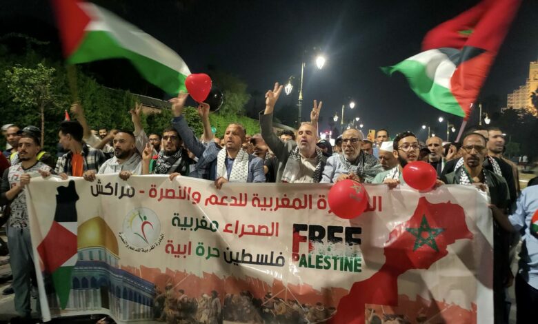 المبادرة المغربية للدعم والنصرة تنظم مسيرة النصر بمراكش 2 مسيرة النصر مراكش 780x470 1