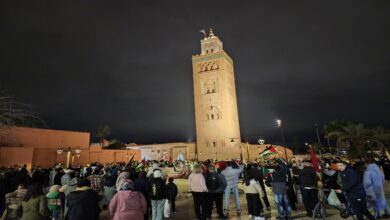 مراكش:"المبادرة المغربية" تنظم تجمعًا تضامنيًا مع الشعب الفلسطيني . 1 وقفة مراكش يناير2 1