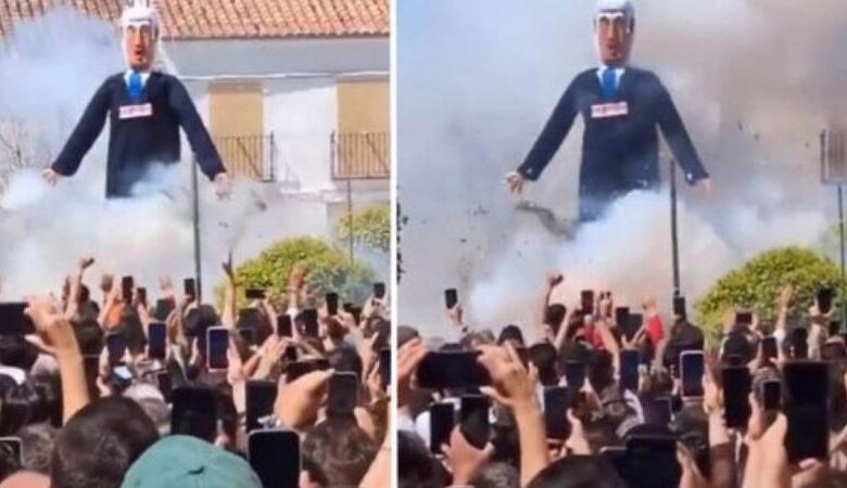 توتر دبلوماسي حاد بين إسبانيا و إسرائيل إثر حرق دمية لنتنياهو. 1 WDNZV