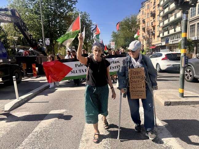 مظاهرة في ستوكهولم تعبر عن استنكارها للهجمات الإسرائيلية على فلسطين ولبنان